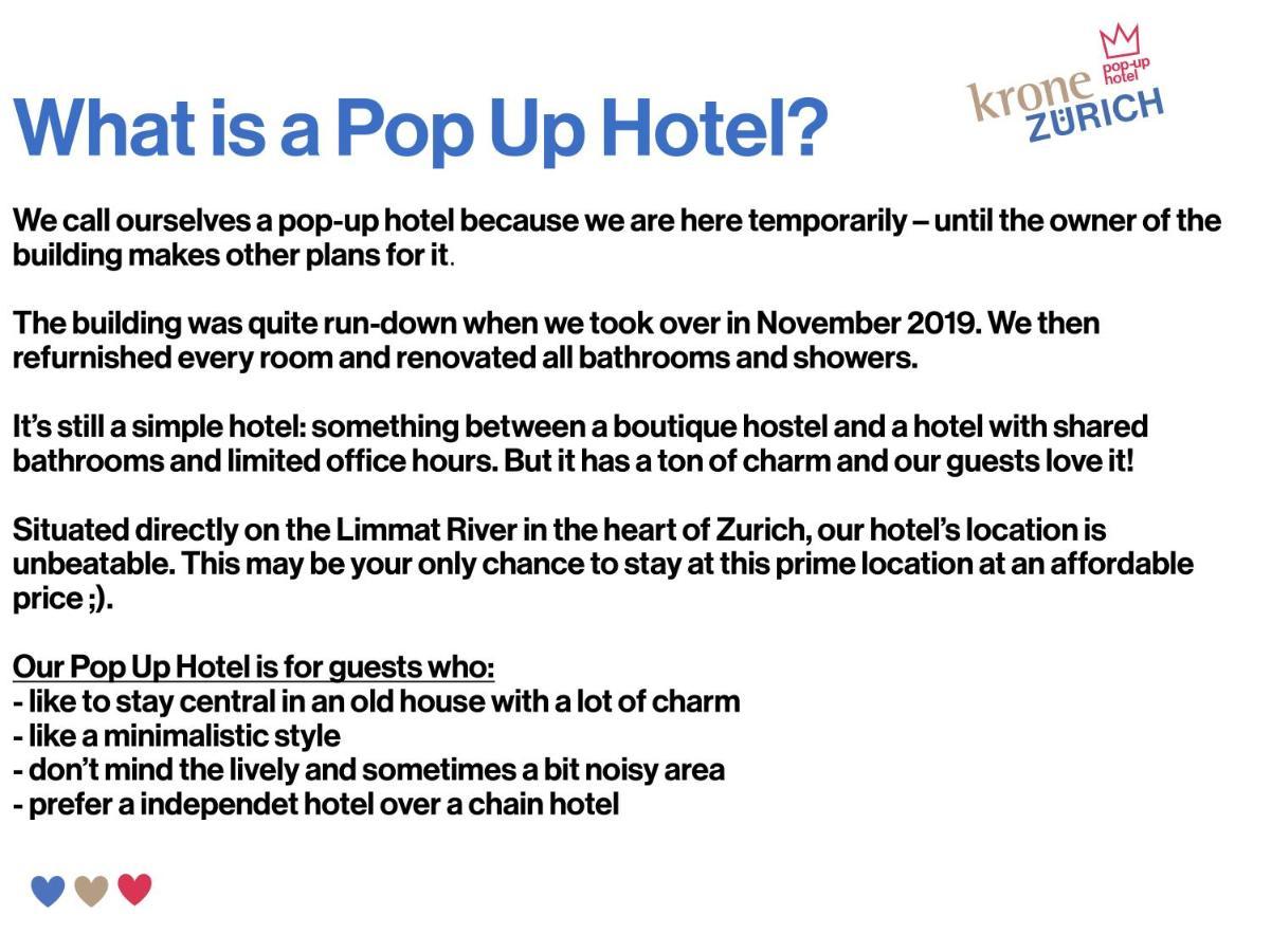 Pop Up Hotel Krone Zuerich Dış mekan fotoğraf